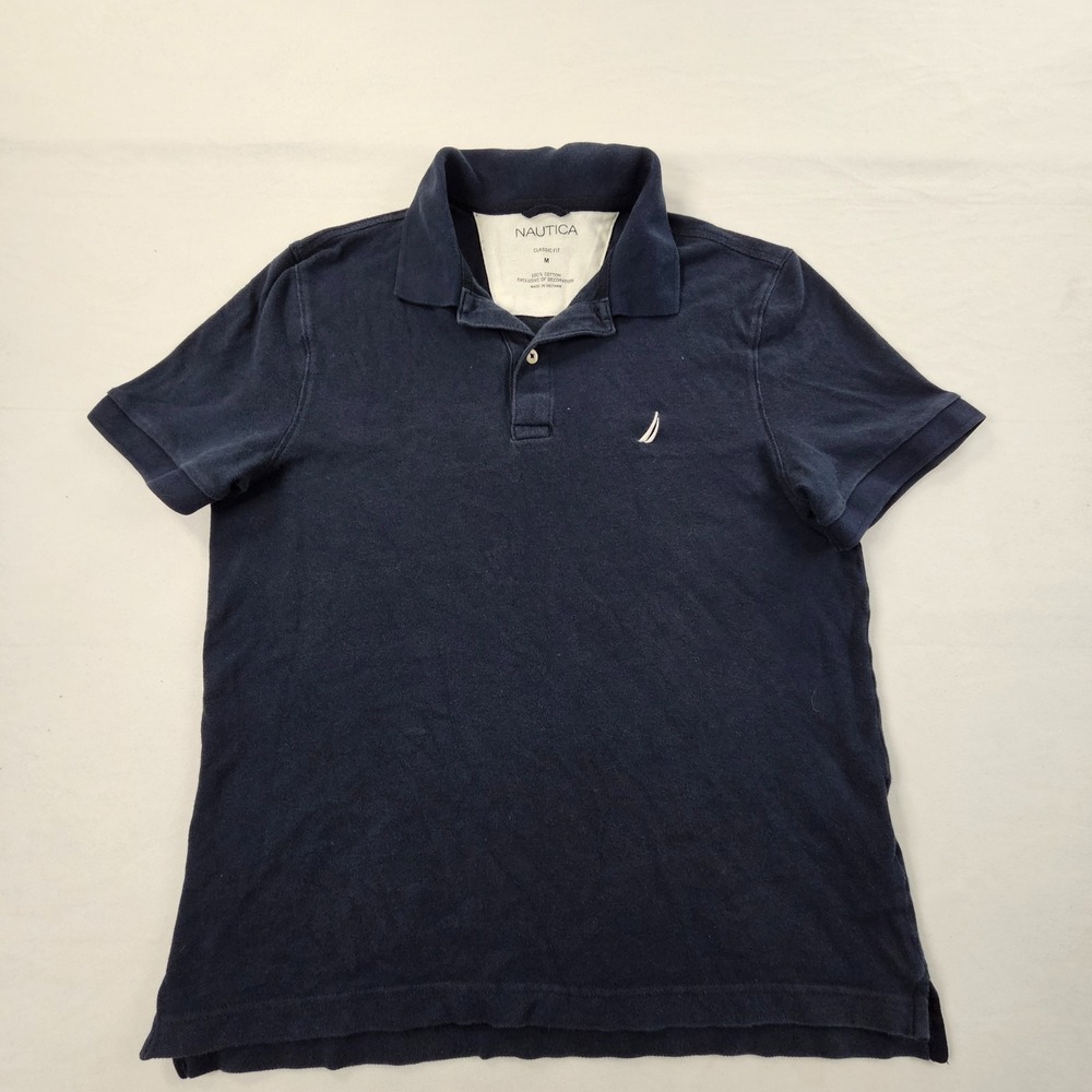 Nautica Blue Short Sleeve Classic Fit Cotton Polo Shirt Men's M